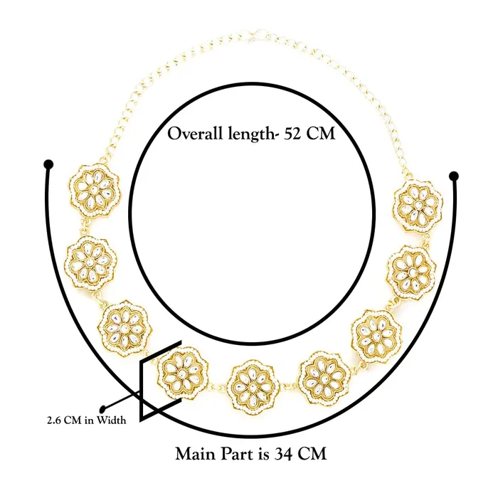 Yellow Chimes Head Chain for Women Traditional Headband Gold Plated Kundan Studded Hairband Matha patti Jewellery Necklace for women and Girls Yellow Chimes Earrings