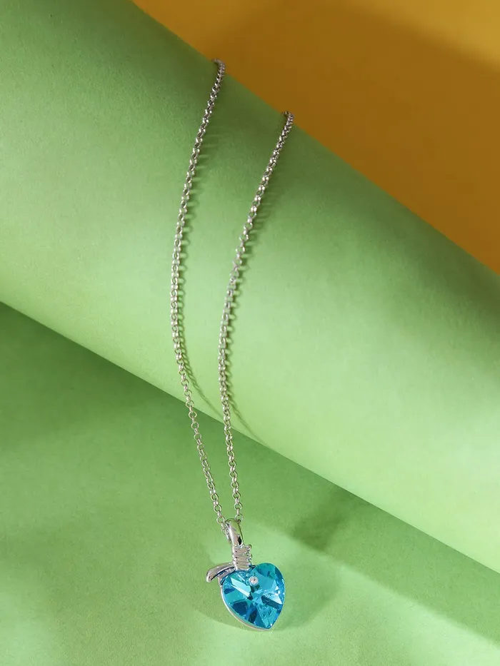 Yellow Chimes Pendant for Women and Girls Blue Crystal Pendant for Women Valentine Special Love Heart Pendent Chain for Girls Birthday Gifts For Women Valentine Gift for Girls Yellow Chimes Necklaces