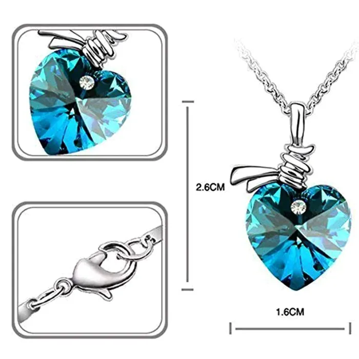 Yellow Chimes Pendant for Women and Girls Blue Crystal Pendant for Women Valentine Special Love Heart Pendent Chain for Girls Birthday Gifts For Women Valentine Gift for Girls Yellow Chimes Necklaces