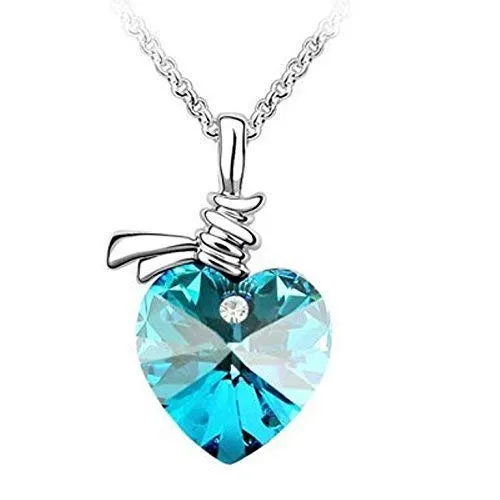 Yellow Chimes Pendant for Women and Girls Blue Crystal Pendant for Women Valentine Special Love Heart Pendent Chain for Girls Birthday Gifts For Women Valentine Gift for Girls Yellow Chimes Necklaces