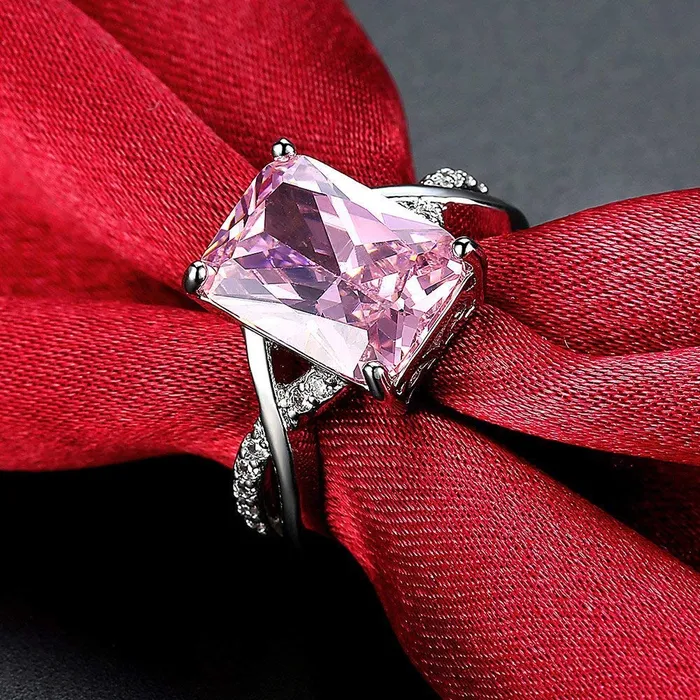 Yellow Chimes Rings Yellow Chimes Rings for Women Valentines Gift Set of Crystals from Swarovski Pink Colored Silver toned Ring in Red Velvet Rose Ring Box for Women and Girls Size US 8