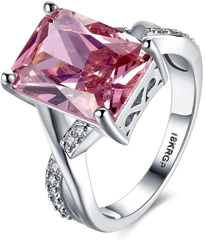 Yellow Chimes Rings Yellow Chimes Rings for Women Valentines Gift Set of Crystals from Swarovski Pink Colored Silver toned Ring in Red Velvet Rose Ring Box for Women and Girls Size US 8
