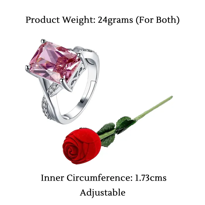 Yellow Chimes Rings Yellow Chimes Rings for Women Valentines Gift Set of Crystals from Swarovski Pink Colored Silver toned Ring in Red Velvet Rose Ring Box for Women and Girls Size US 8