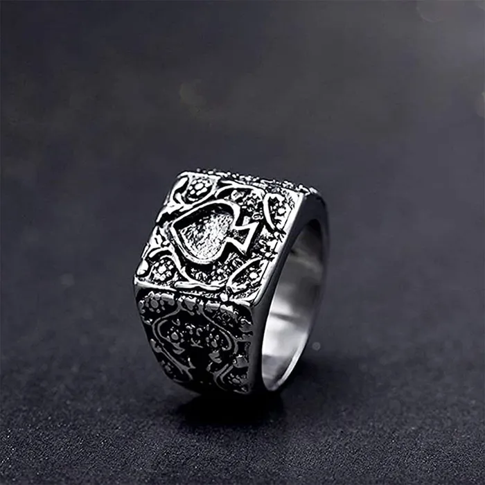 Yellow Chimes Yellow Chimes Rings for Men Silver Oxidised Spade Designed Stainless Steel Rings for Men and Boys Bracelets