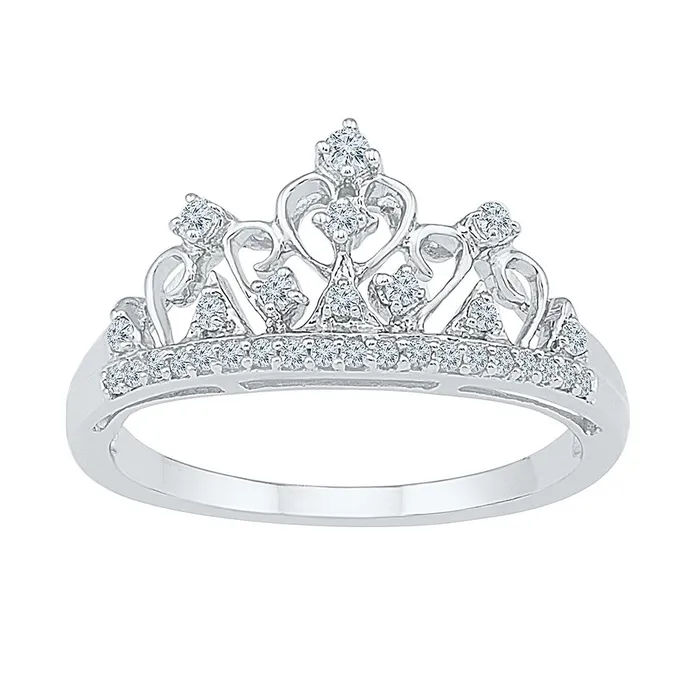 10k White Gold Round Diamond Womens Womens Crown Tiara Cocktail Band 15 Cttw mayamila Rings 10k White Gold Round Diamond Womens Womens Crown Tiara Cocktail Band 15 Cttw mayamila Rings