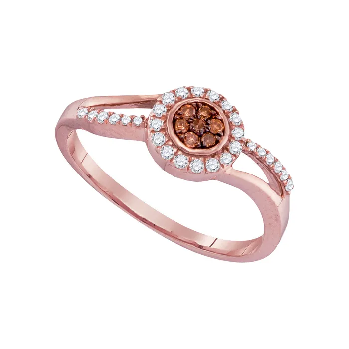 10kt Rose Gold Womens Round Brown Color Enhanced Diamond Flower Cluster Ring 14 Cttw mayamila Rings 10kt Rose Gold Womens Round Brown Color Enhanced Diamond Flower Cluster Ring 14 Cttw mayamila Rings