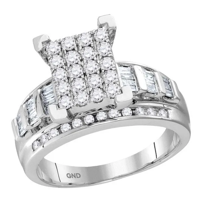 10kt White Gold Womens Round Diamond Cindys Dream Cluster Bridal Wedding Engagement Ring 78 Cttw Size 8 mayamila Rings