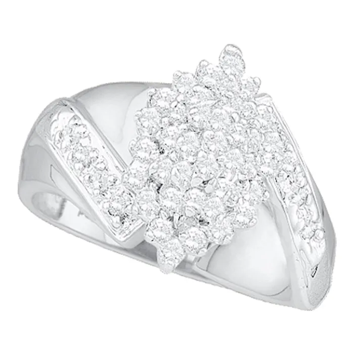 10kt White Gold Womens Round Diamond Cluster Ring 12 Cttw mayamila Rings