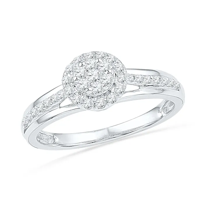 10kt White Gold Womens Round Diamond Flower Cluster Ring 13 Cttw mayamila Rings 10kt White Gold Womens Round Diamond Flower Cluster Ring 13 Cttw mayamila Rings
