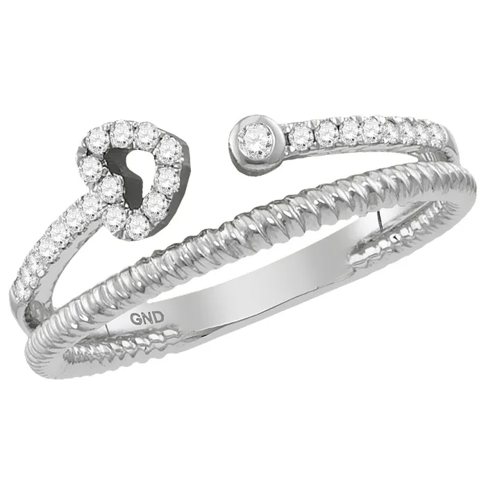 10kt White Gold Womens Round Diamond Heart Bisected Stackable Band Ring 16 Cttw mayamila Rings 10kt White Gold Womens Round Diamond Heart Bisected Stackable Band Ring 16 Cttw mayamila Rings