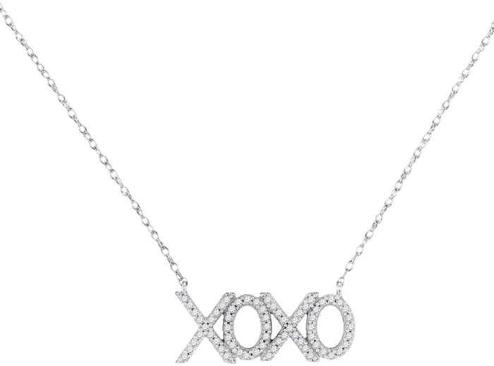 10kt White Gold Womens Round Diamond XOXO Hugs Kisses Letter Pendant Necklace 15 Cttw mayamila Necklaces