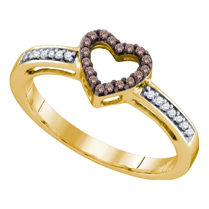 10kt Yellow Gold Womens Round Cognacbrown Color Enhanced Diamond Heart Love Ring 110 Cttw mayamila Rings 10kt Yellow Gold Womens Round Cognacbrown Color Enhanced Diamond Heart Love Ring 110 Cttw mayamila Rings