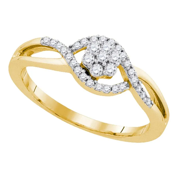 10kt Yellow Gold Womens Round Diamond Flower Cluster Twist Swirl Ring 14 Cttw mayamila Rings 10kt Yellow Gold Womens Round Diamond Flower Cluster Twist Swirl Ring 14 Cttw mayamila Rings