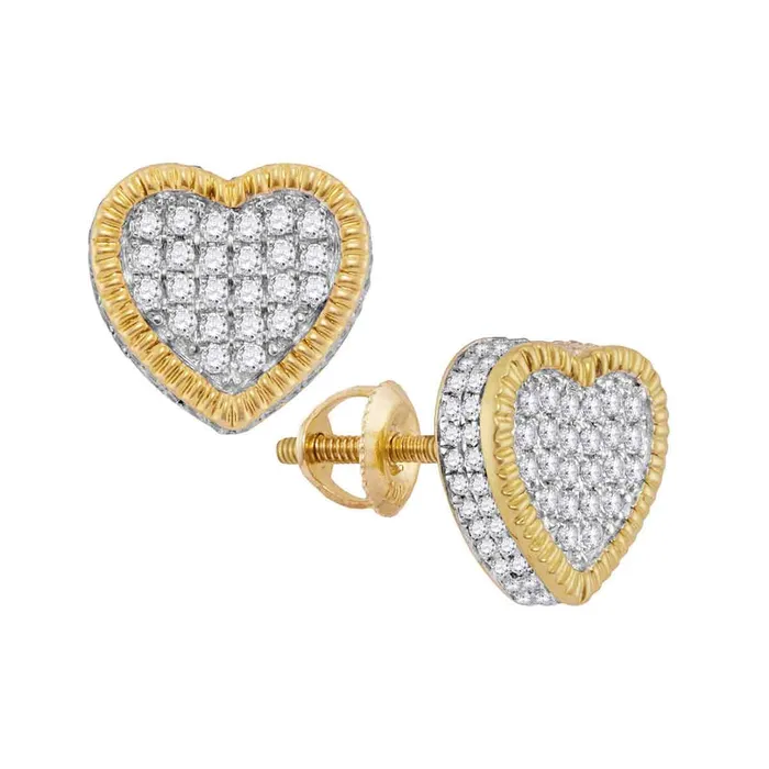 10kt Yellow Gold Womens Round Diamond Heart Rope Frame Cluster Earrings 34 Cttw mayamila Earrings 10kt Yellow Gold Womens Round Diamond Heart Rope Frame Cluster Earrings 34 Cttw mayamila Earrings