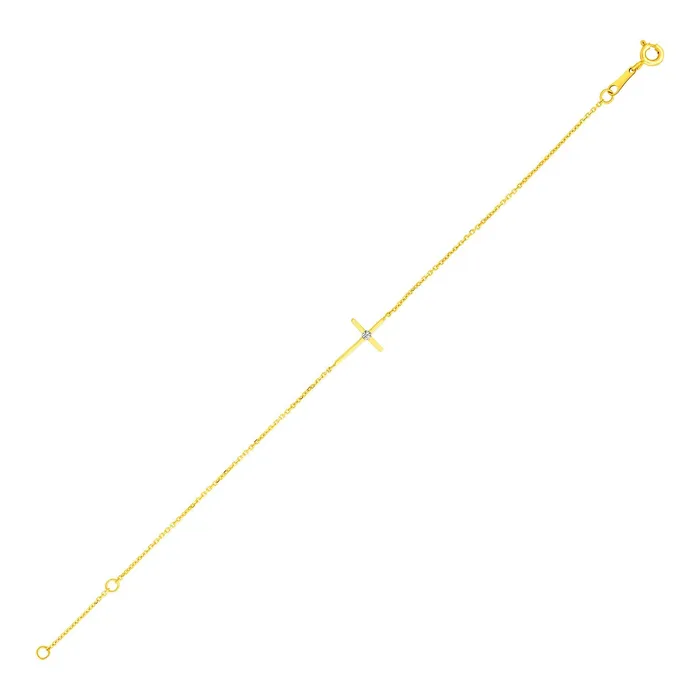 14k Yellow Gold 5 12 inch Childrens Bracelet with Cross MayaMila Bracelets
