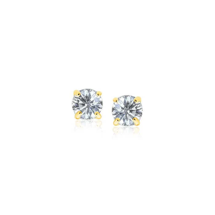 14k Yellow Gold Stud Earrings with White Hue Faceted Cubic Zirconia MayaMila Earrings 14k Yellow Gold Stud Earrings with White Hue Faceted Cubic Zirconia MayaMila Earrings