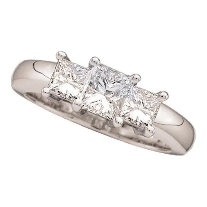 14kt White Gold Womens Princess Diamond 3stone Bridal Wedding Engagement Ring 12 Cttw mayamila Rings 14kt White Gold Womens Princess Diamond 3stone Bridal Wedding Engagement Ring 12 Cttw mayamila Rings
