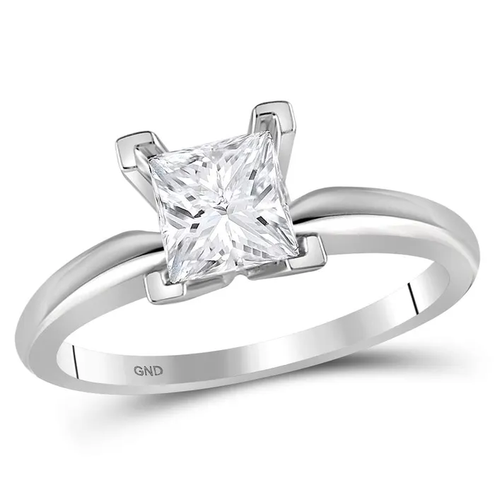 14kt White Gold Womens Princess Diamond Solitaire Certified Bridal Wedding Engagement Ring 100 Cttw mayamila Rings 14kt White Gold Womens Princess Diamond Solitaire Certified Bridal Wedding Engagement Ring 100 Cttw mayamila Rings