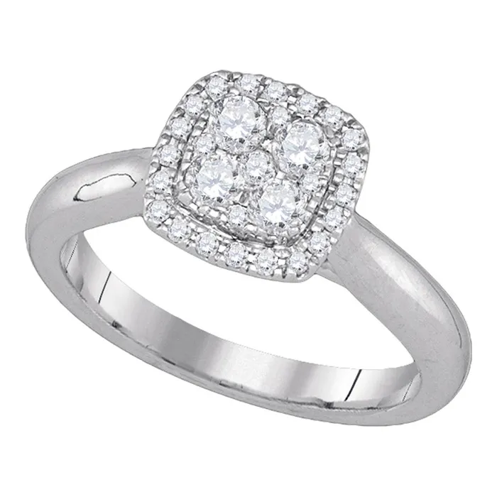 14kt White Gold Womens Round Diamond Cluster Bridal Wedding Engagement Ring 12 Cttw mayamila Rings 14kt White Gold Womens Round Diamond Cluster Bridal Wedding Engagement Ring 12 Cttw mayamila Rings