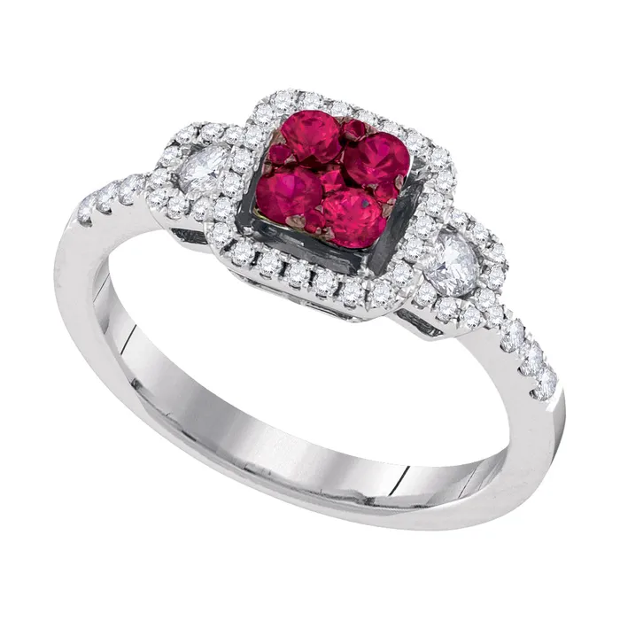 14kt White Gold Womens Round Natural Ruby Cluster Fashion Ring 58 Cttw mayamila Rings 14kt White Gold Womens Round Natural Ruby Cluster Fashion Ring 58 Cttw mayamila Rings
