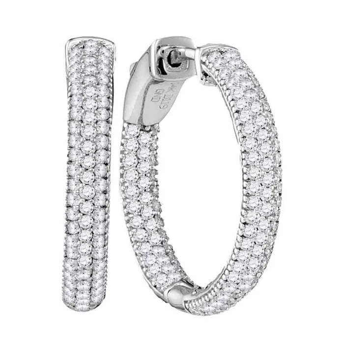 14kt White Gold Womens Round Paveset Diamond Hoop Earrings 115 Cttw mayamila Earrings 14kt White Gold Womens Round Paveset Diamond Hoop Earrings 115 Cttw mayamila Earrings