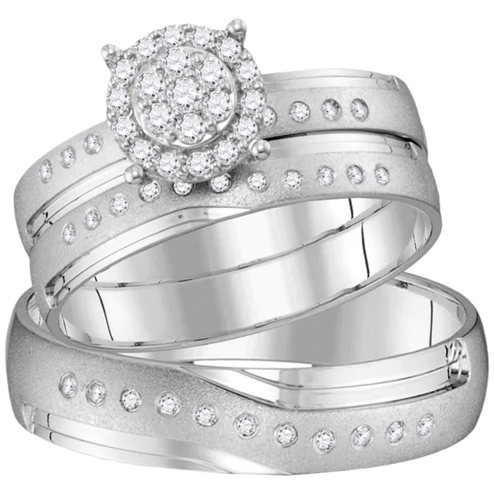14kt Yellow Gold His Hers Round Diamond Cluster Matching Bridal Wedding Ring Band Set 13 Cttw mayamila Rings 14kt Yellow Gold His Hers Round Diamond Cluster Matching Bridal Wedding Ring Band Set 13 Cttw mayamila Rings
