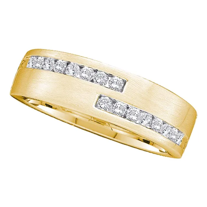 14kt Yellow Gold Mens Round Diamond Double Row Wedding Band Ring 12 Cttw mayamila Rings 14kt Yellow Gold Mens Round Diamond Double Row Wedding Band Ring 12 Cttw mayamila Rings