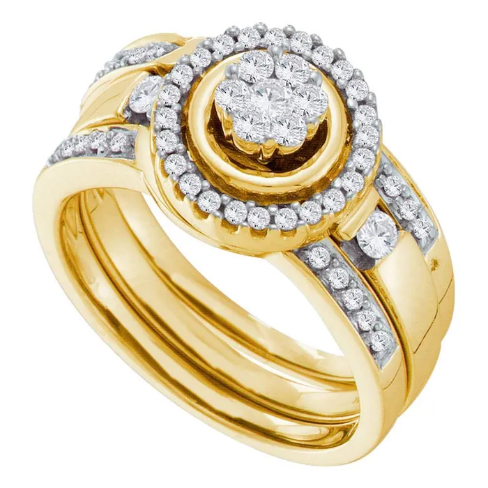 14kt Yellow Gold Womens Round Diamond Bridal Wedding Engagement Ring Band Set 12 Cttw mayamila Rings 14kt Yellow Gold Womens Round Diamond Bridal Wedding Engagement Ring Band Set 12 Cttw mayamila Rings
