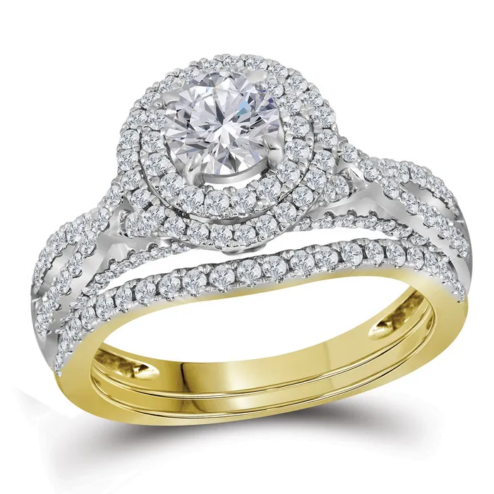 14kt Yellow Gold Womens Round Diamond Halo Bridal Wedding Engagement Ring Band Set 134 Cttw mayamila Rings 14kt Yellow Gold Womens Round Diamond Halo Bridal Wedding Engagement Ring Band Set 134 Cttw mayamila Rings
