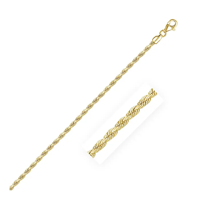 25mm 10k Yellow Gold Solid Diamond Cut Rope Chain MayaMila Necklaces