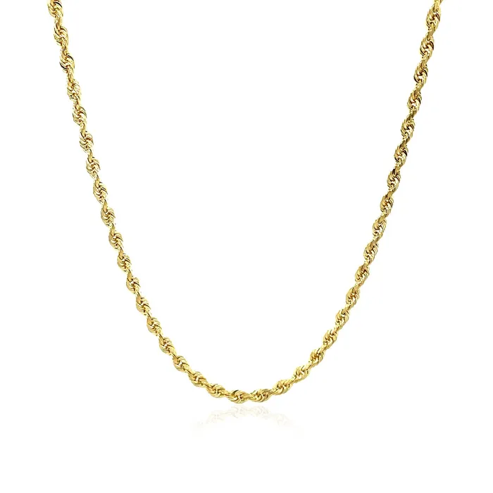 25mm 10k Yellow Gold Solid Diamond Cut Rope Chain MayaMila Necklaces