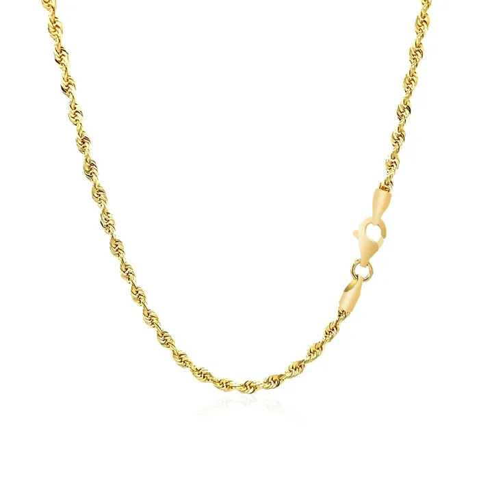 25mm 10k Yellow Gold Solid Diamond Cut Rope Chain MayaMila Necklaces