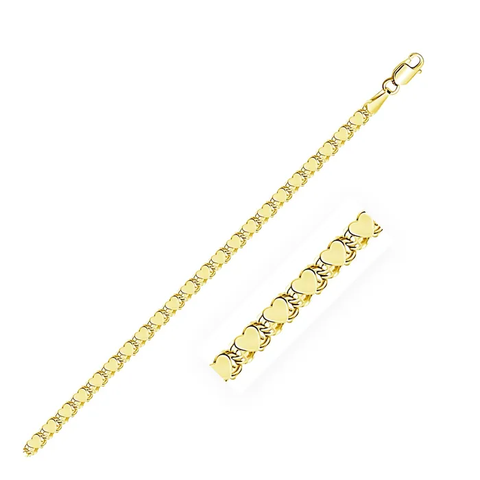 30mm 10k Yellow Gold Heart Anklet MayaMila Necklaces