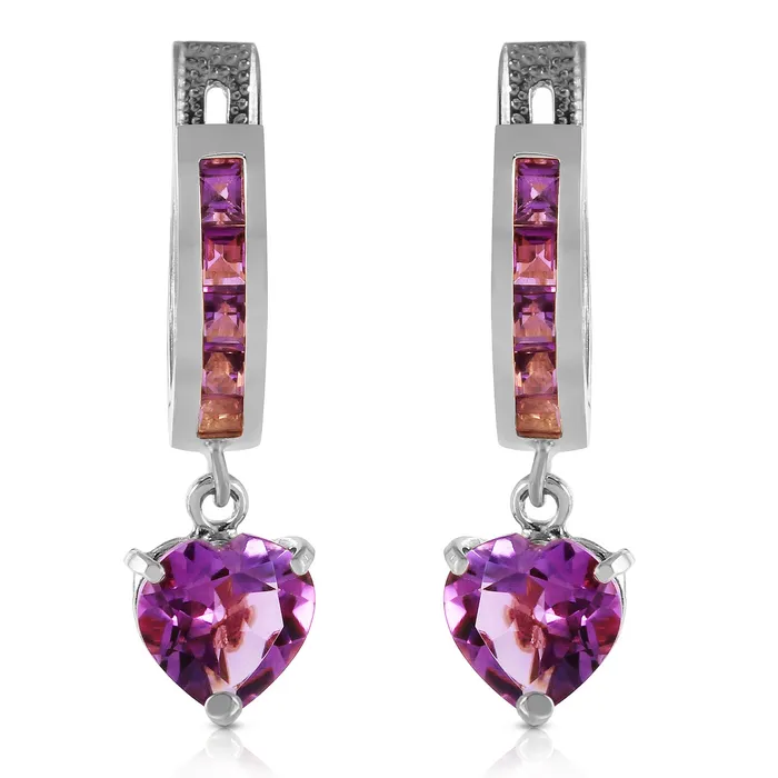 32 Carat 14K Solid White Gold Vshape Hoop Earrings Heart Amethyst MayaMila Earrings 32 Carat 14K Solid White Gold Vshape Hoop Earrings Heart Amethyst MayaMila Earrings