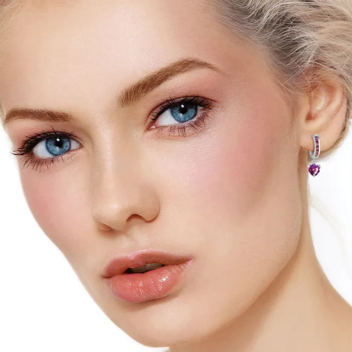 32 Carat 14K Solid White Gold Vshape Hoop Earrings Heart Amethyst MayaMila Earrings 32 Carat 14K Solid White Gold Vshape Hoop Earrings Heart Amethyst MayaMila Earrings