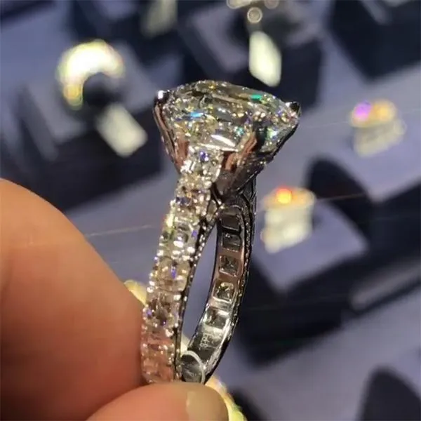 50ct Asscher Cut Sterling Silver Engagement Ring Shineofidamond Rings 50ct Asscher Cut Sterling Silver Engagement Ring Shineofidamond Rings