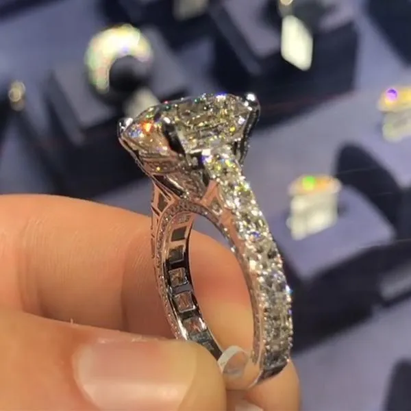 50ct Asscher Cut Sterling Silver Engagement Ring Shineofidamond Rings 50ct Asscher Cut Sterling Silver Engagement Ring Shineofidamond Rings