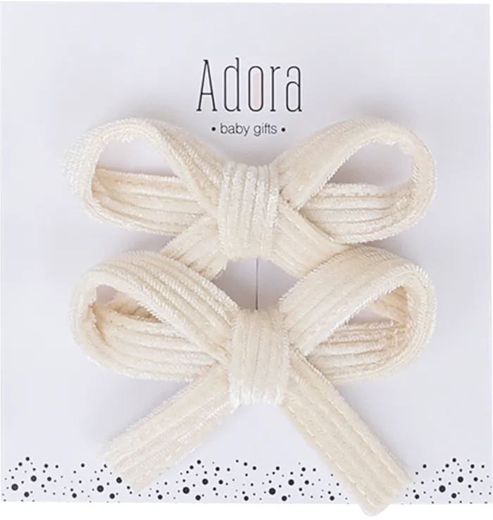 Adora Baby Gifts Rings Adora Mini Corduroy Bow Clip Set Vanilla Corduroy