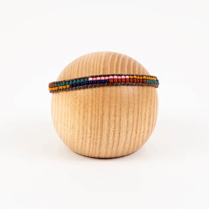 Altiplano Bracelets Layered Stripes Bead Leather Bracelet Deep Pop