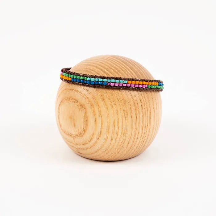 Altiplano Bracelets Layered Stripes Bead Leather Bracelet Deep Pop Altiplano Bracelets Layered Stripes Bead Leather Bracelet Deep Pop