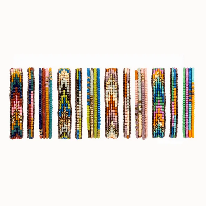 Altiplano Bracelets Layered Stripes Bead Leather Bracelet Deep Pop Altiplano Bracelets Layered Stripes Bead Leather Bracelet Deep Pop