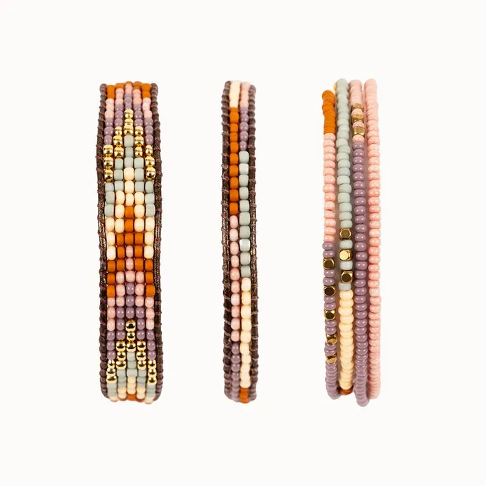 Altiplano Bracelets Layered Stripes Bead Leather Bracelet Deep Pop Altiplano Bracelets Layered Stripes Bead Leather Bracelet Deep Pop