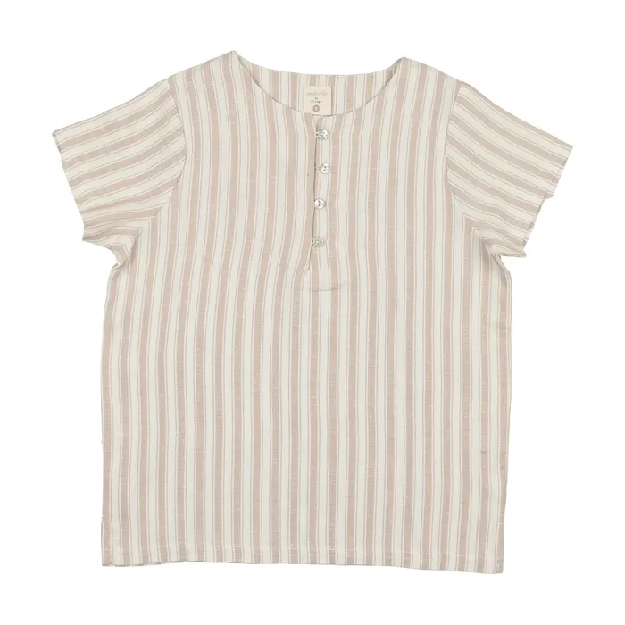 Analogie Analogie Loop Button Shirt Taupe Stripe Earrings