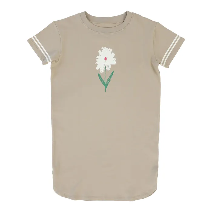 Analogie Flower Dress Short Sleeve Taupe Analogie Earrings