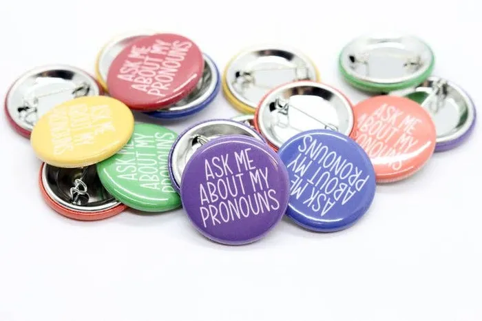 Ask Me About My Pronouns Pinback Button The Pin Pal Club Earrings