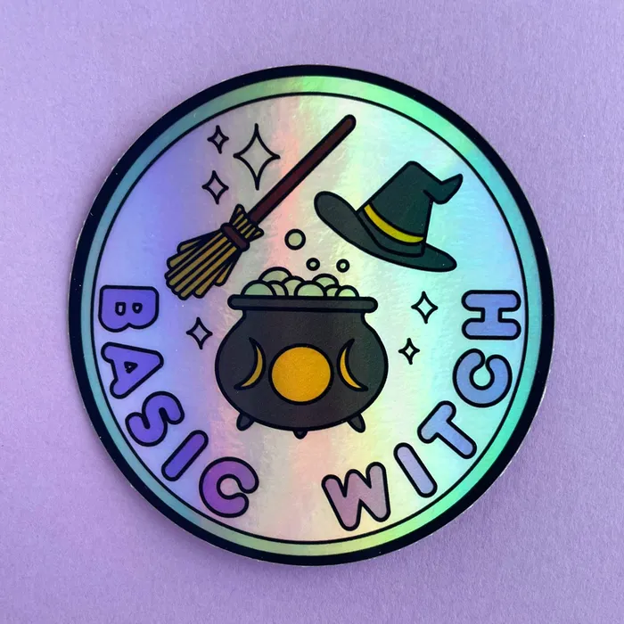 Basic Witch Holographic Sticker Kitty With A Cupcake Earrings