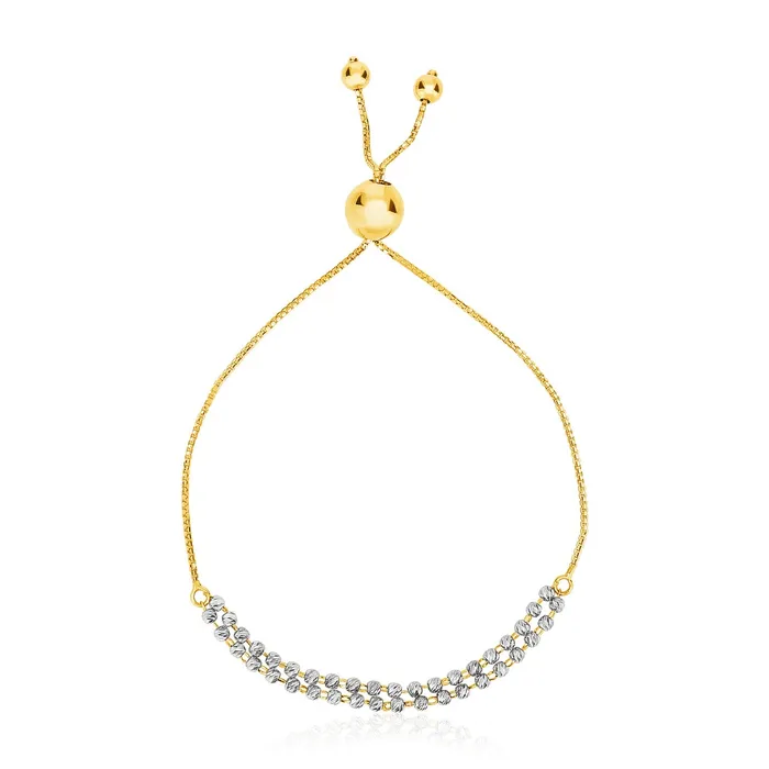 Bracelets 14k TwoTone Yellow and White Gold Adjustable Textured Bracelet MayaMila Bracelets 14k TwoTone Yellow and White Gold Adjustable Textured Bracelet MayaMila