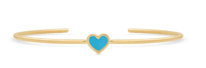 Bracelets Jennifer Meyer YG Extra Small Turquoise Inlay Heart Cuff Bracelet Bracelets Jennifer Meyer YG Extra Small Turquoise Inlay Heart Cuff Bracelet