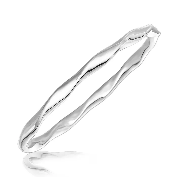 Bracelets MayaMila Sterling Silver Twist Style Rhodium Plated Bangle