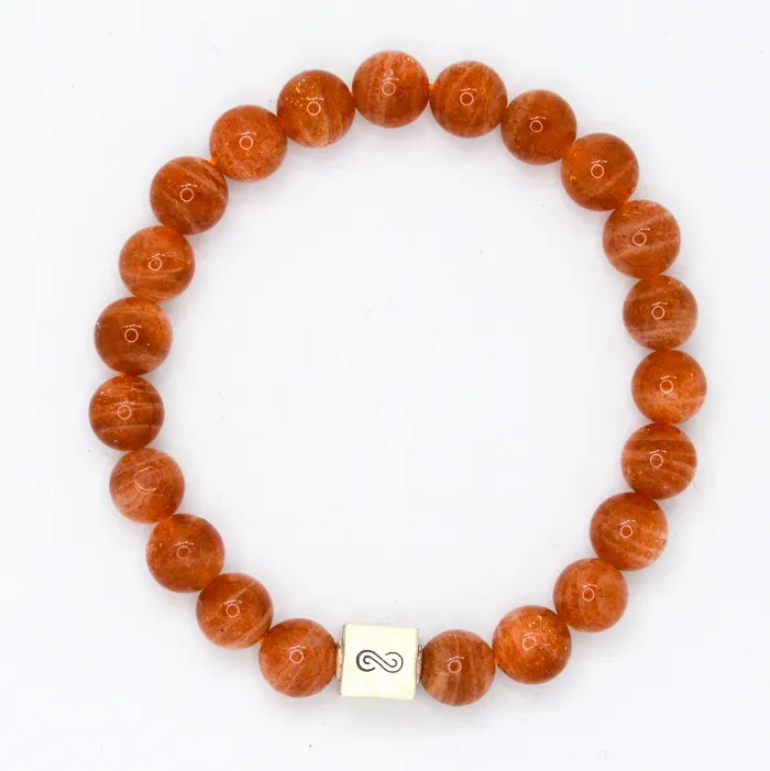 Bracelets MF Natural Sunstone Infinity Silver Bracelet 8 MM
